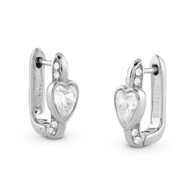 Guess Schmuck Damen-Ohrringe Creolen Heart Charm JUBE06365JWRHT/U