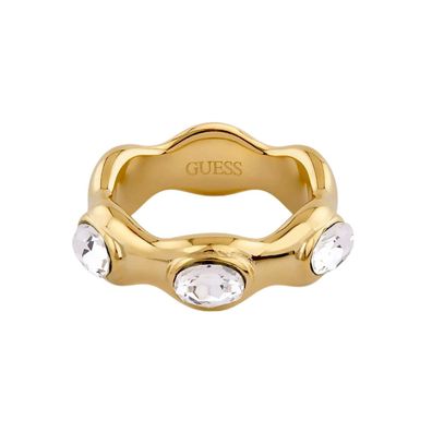 Guess Schmuck Damenring Multi Oval Cystal Weiß Goldfarben JUBR06308JWYG