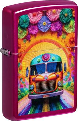 Zippo Benzinfeuerzeug Sturmfeuerzeug, "Partybus Hippie" Bunt