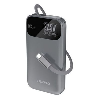 K31 10000 mAh 22,5W PD Powerbank mit integriertem Kabel - Grau