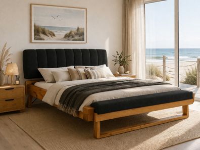 Balkenbett mit Klappdeckel Holzbett Fichte Doppelbett 180x200 #4501