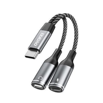 2-in-1 USB-C-Splitter-Adapter für Stromversorgung und Kopfhörer - Grau
