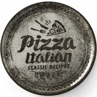 Rezeptkollektion: Schwarze Porzellan-Pizzateller, Durchmesser 33 cm - 6er-Set