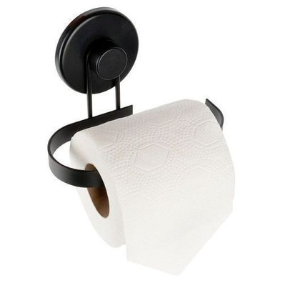 Schwarzer Toilettenpapierhalter aus Metall mit Saugnapf