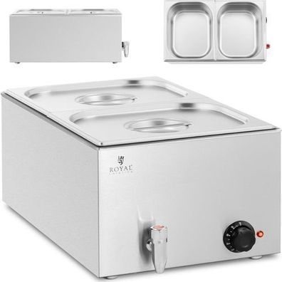 Elektrischer Wasserbadwärmer mit Wasserhahn 2 x GN 1/2 600 W