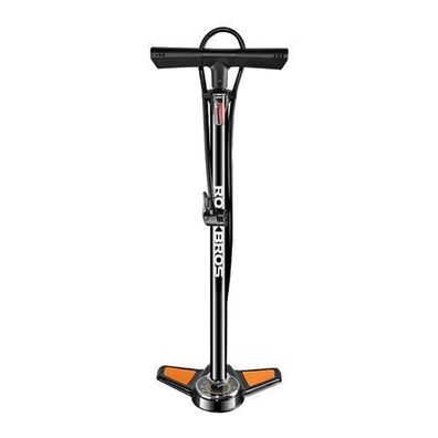 Fahrrad-Standpumpe mit Manometer - schwarz und orange