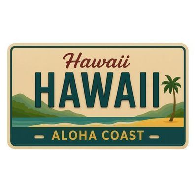 Blechschild 15x30cm - Hawaii Aloha Coast Retro Strand
