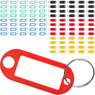 Schlüsselanhänger Set 100 Stück Malatec beschriftbar 6,5 x 2,1 cm mit Metallring