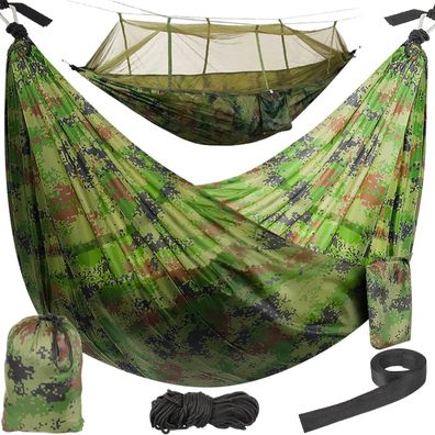 Hängematte Gardlov Santiago Army 260x140 cm mit Moskitonetz bis 150 kg Camouflage