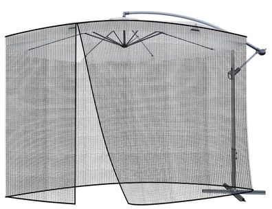 Moskitonetz Malatec für Gartenschirm 3 m, schwarz, 300 x 260 cm, Reißverschluss