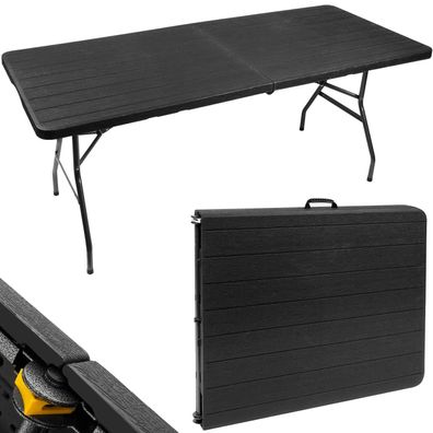 Klappbarer Gartentisch Gardlov 180 cm, HDPE Tischplatte, schwarz, Tragegriff