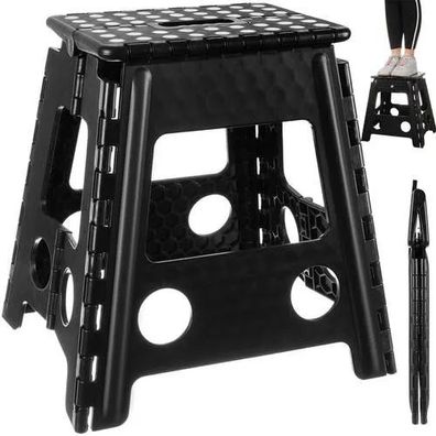 Klapphocker Malatec 39 cm schwarz/weiß, belastbar bis 100 kg, mit Tragegriff