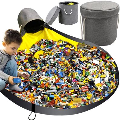 Spielzeugkorb mit Spielmatte Kruzzel 19556 grau gelb 20 Liter 150 cm