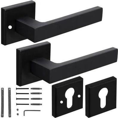 Türgriff-Set Ruhhy 21937 mattschwarz Innentür Eisen Aluminium mit Rosetten