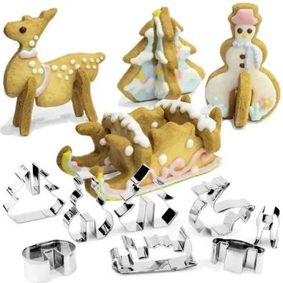 Ausstecher Set Ruhhy 22015 Weihnachten 3D, 8 Teile, Edelstahl
