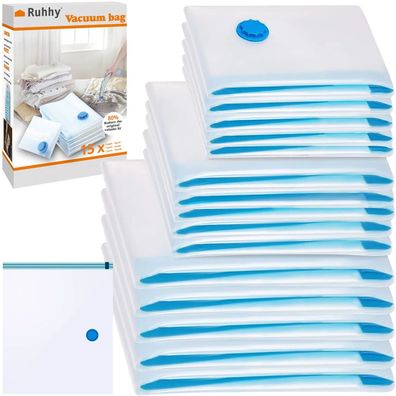 Vakuumbeutel-Set Ruhhy 15 Stück, 3 Größen 50x70/60x80/70x100 cm, wiederverwendbar