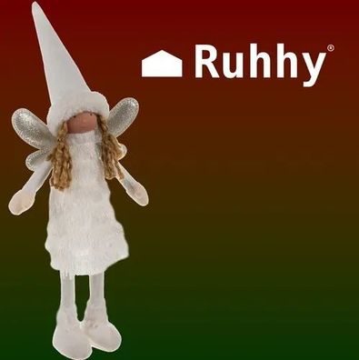 Weihnachtsfigur Fee Ruhhy 22342 weiß silber 40 cm mit Glitzerflügeln