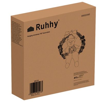 Weihnachtskranz Ruhhy 22350 Elf, 36 cm Durchmesser, Holz und Polyester