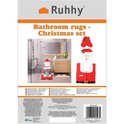 Badteppich Set Weihnachten Ruhhy 22360 3-teilig Polyester mit WC Deckelbezug