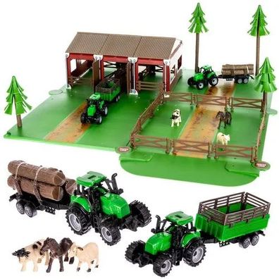 Bauernhof Spielset Kruzzel 22404 102 Teile mit Tieren Traktoren und Stall