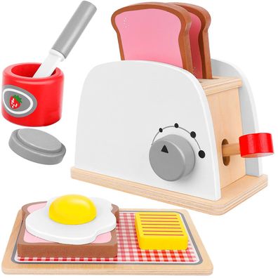 Holz-Toaster Spielzeug Kruzzel 8-teiliges Frühstücksset mehrfarbig ab 36 Monaten