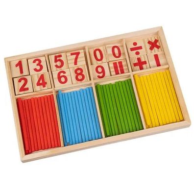 Rechenstäbchen Set Kruzzel Holz 48 Stäbchen Zahlen und Rechenzeichen Lernspielzeug