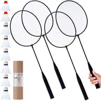 Badminton-Set, 8 Federbälle, 61 cm, 12 Stück