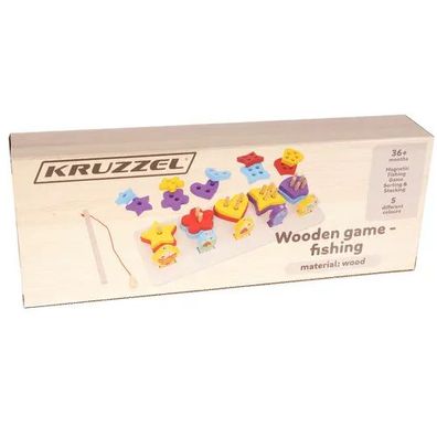 Holzsortierer Kruzzel 22565 Formensortierer mit Angelspiel 5 Formen ab 36 Monaten