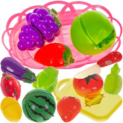 Spielzeug Obst und Gemüse Set Kruzzel 22576 zum Schneiden 23 Teile mit Korb