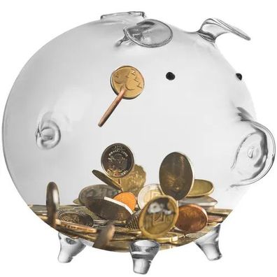 Spardose Ruhhy 22588 Sparschwein aus Glas transparent 18,5 x 12,5 x 12 cm