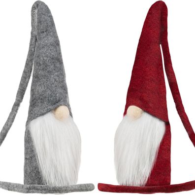 Weihnachtswichtel 2er Set Ruhhy Filz grau rot 29 cm stehende Weihnachtsfiguren