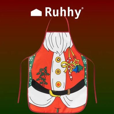 Weihnachtsschürze Ruhhy 22683 Weihnachtsmann-Motiv Polyester 92 x 51 cm
