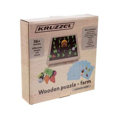 Holzpuzzle Kruzzel Bauernhof 2 in 1 Memory und Murmelspiel Holz 25 x 25 cm