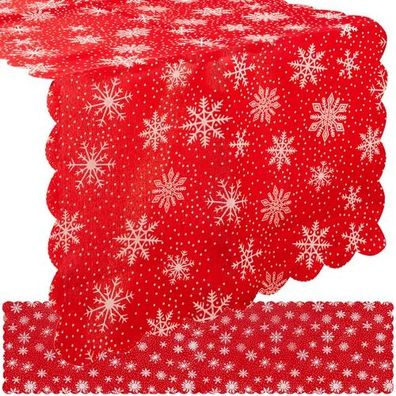 Tischläufer Weihnachten Ruhhy 22788 150x35 cm Polyester rot Schneeflocken