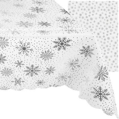 Weihnachtstischdecke Ruhhy 22790 180x140 cm Polyester weiß silber Schneeflocken