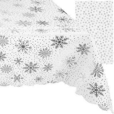 Weihnachtstischdecke Ruhhy 22791 220x140 cm Polyester weiß Schneeflocken-Motiv