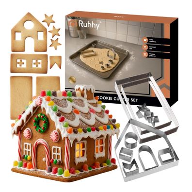 Ausstechform Set Ruhhy Cottage 10 teilig Lebkuchenhaus Edelstahl silber