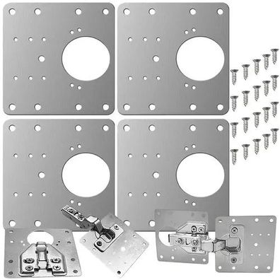 Scharnier-Reparaturplatte Malatec 4er-Set Edelstahl 9 x 9 cm universal links rechts