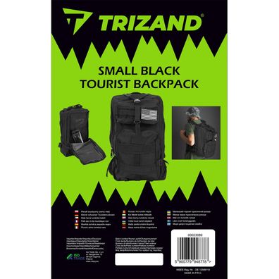 Rucksack Trizand Militär 26 L schwarz MOLLE wasserabweisend 44 x 24 x 20 cm