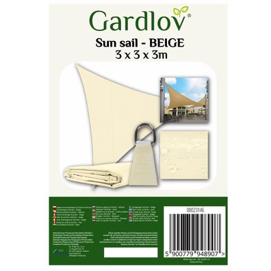 Sonnensegel Gardlov 23146 dreieckig 3x3x3 m beige Polyester mit Seilen