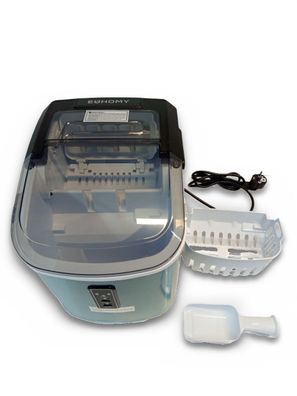 EUHOMY Eiswürfelmaschine 12 kg/Tag 9 Würfel in 6 Min selbstreinigend Silber