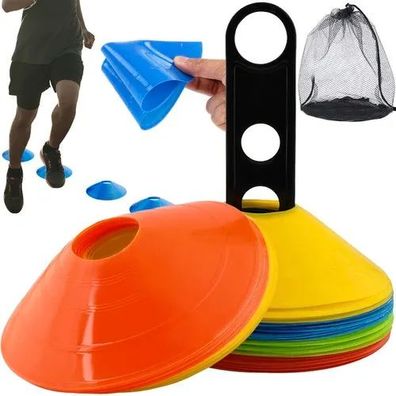 Trainingshütchen Trizand 50er Set Markierungshütchen 5 Farben mit Ständer und Tasche