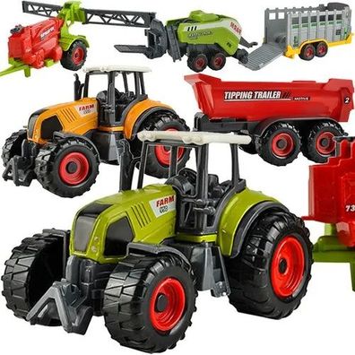 Bauernhof Spielzeugset Kruzzel 23436 6 Landmaschinen Traktor Anhänger ab 3 Jahre