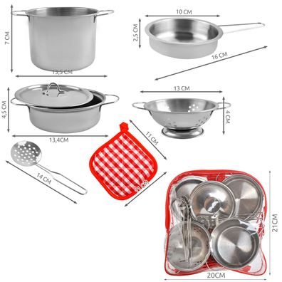 Kinder-Kochgeschirr-Set Kruzzel ZG23444 13-teilig Metall mit Rucksack