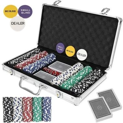 Pokerkoffer Malatec 300 Chips mit Metallkern Aluminiumkoffer 2 Kartendecks