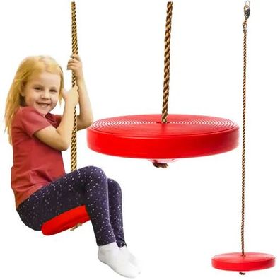 Tellerschaukel Kruzzel Kinderschaukel rot 28 cm Seil 100-175 cm verstellbar