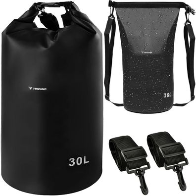 Wasserdichte Tasche Trizand 30 L Dry Bag PVC schwarz mit verstellbarem Schultergurt