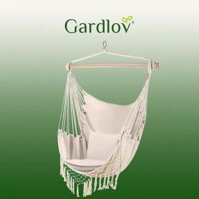 Hängesessel Gardlov 23670 beige Baumwolle 120 kg Belastbarkeit mit 2 Kissen