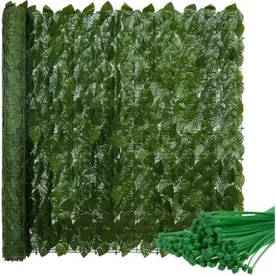 Künstliche Hecke Gardlov 23641 Sichtschutz Efeu 300 x 50 cm grün mit Kabelbindern