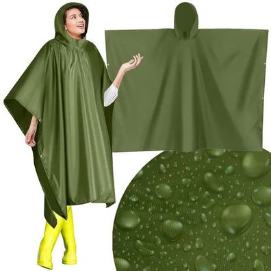Regenponcho Trizand 24278 mit Kapuze, PVC, grün, Universalgröße 127 x 100 cm